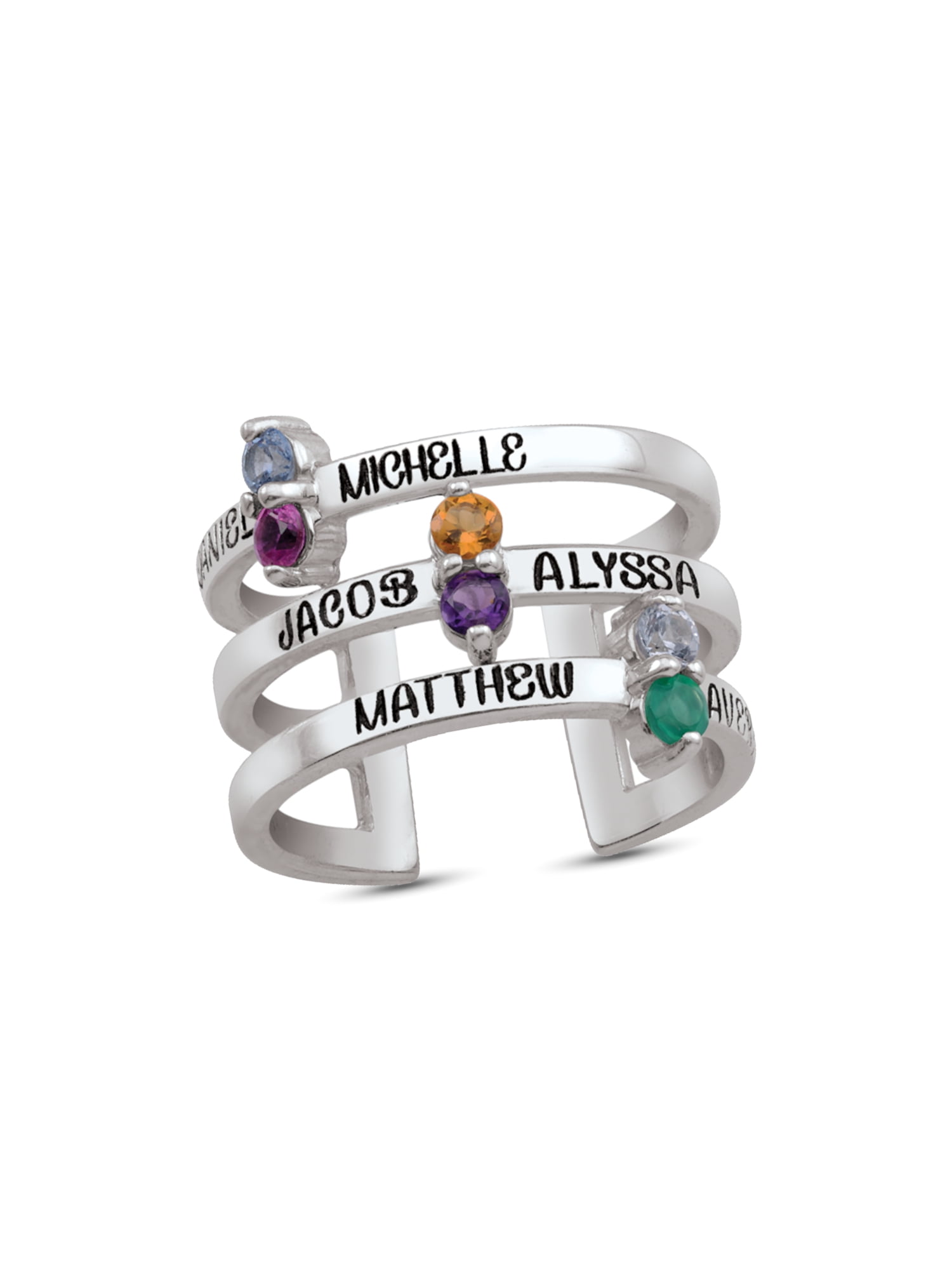 Personalized Engravable Bar Design Birthstone Ring in 10K Gold by Jewlster