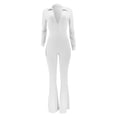 thumbnail image 5 of Women Jumpsuit Autumn Ladies Office Rompers Flare Pants Zipper Long Sleeve Turndown Collar Plus Size Jumpsuit, 5 of 6