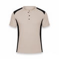 thumbnail image 5 of Hesxuno Men Henley T-Shirts Waffle Knit 3 Button Tops Color Block Short Sleeve Tees Lightweight Collarless Casual Workout Shirts Khaki L, 5 of 5