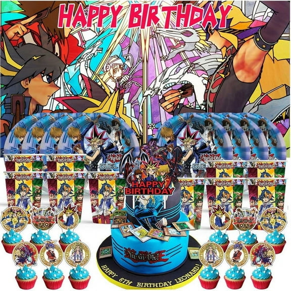 Yugioh Decor Backdrop Plates Birthday Cups Party Supplies Fans Decorations Banner