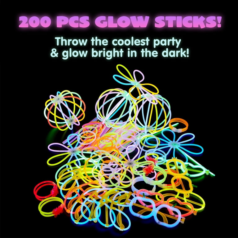 100 stuks glowsticks feestpakketten met connectoren, 20 cm glowsticks, glow in the dark benodigdheden, langdurige glow stick kettingen armbanden