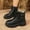 #059-Black, variant on Winter Ankle Boots for Women - Fleece-Lined Warmth with Side Zipper & Front Lace-Up Low Chunky Heel Casual Winter Footwear