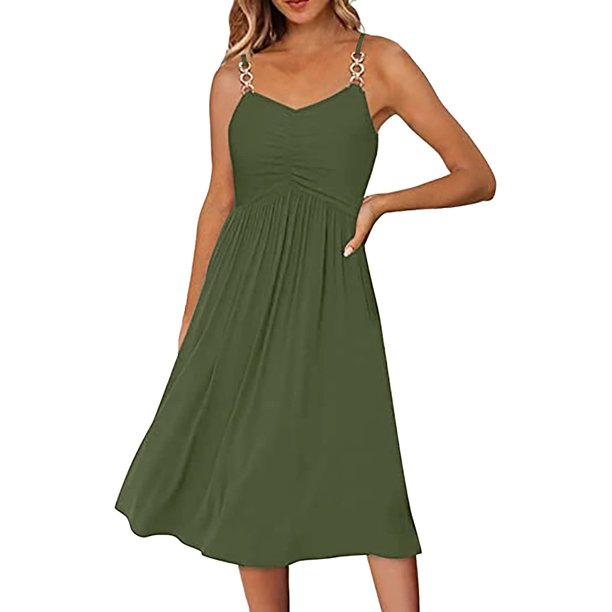 Vestido sin mangas de verano con cuello en V informal para mujer con estilo OAVQHLG3B Store lin121212