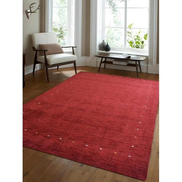 Rugsotic Carpets Hand Knotted Gabbeh Wool 8'x10' Area Rug Contemporary