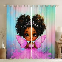 Erosebridal Cute Fairy Curtains and Drapes (38x45), Black Princess 30%-50% Blackout Curtains for Bedroom, Pink Girly Dress Decor