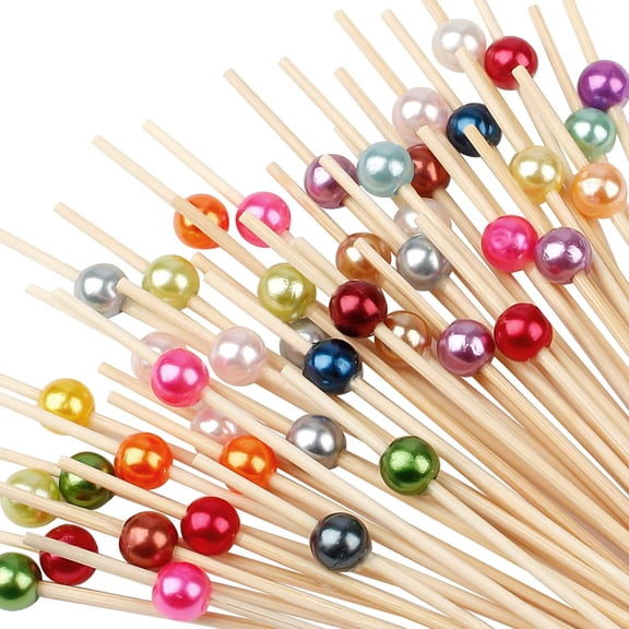 ACDANC Cocktail Picks - 100 Count Fancy Toothpicks for Appetizers,Long Decorative Bamboo Skewers,4.7" Wooden Sticks Martini Garnish for Holiday Party,Charcuterie Board Accessories
