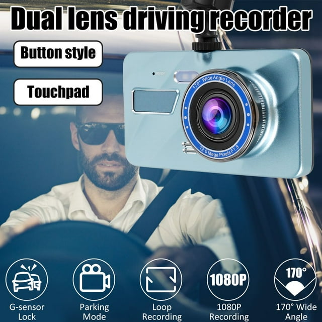 Dash Camera Professional Car Driving Recorder with 4inch IPS Screen FHD 1080P Smart Front and Rear Dual Cam 170° Wide Angle 24HR Parking Monitor G-Sensor Automatic Recording 32GB Max (To