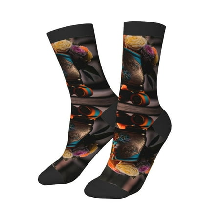 Kids Girls Boys Socks - Classic Floral Blue Skate Shoes Breathable Athletic Crew Socks for Boys Girls Kids  Soft Comfort Running Socks for Boys Socks 6-10 Years Old
