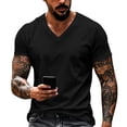 thumbnail image 3 of Hearthz Men's T-Shirts Moisture Wicking Breathable Mens Athletic Shirts V Neck Short Sleeve Shirts Men Basic Jerseys for Men Black 4XL, 3 of 7