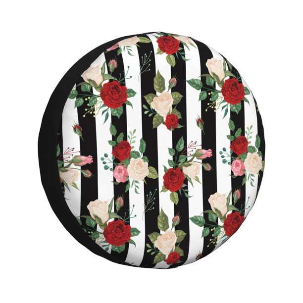 Balery Rose Flowers Cubiertas para Neumáticos - Protector Resistente para Neumáticos de Camioneta, SUV, Remolque, Camper y RV-15 inch