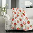 thumbnail image 2 of Cute Strawberry Fruit Blanket Cozy Soft Lightweight Flannel Throw Blanket for Bed Sofa Travel All Season Kids 40" x 50", 2 of 6