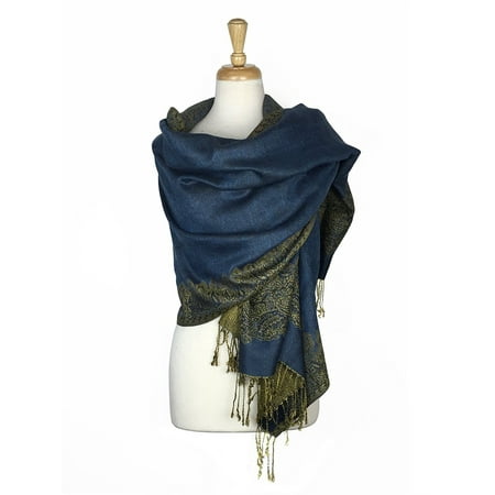 Layer Scarf - Paskmlna® Border Pattern Double Layered Reversible Woven Pashmina Shawl Scarf Wrap Stole #10