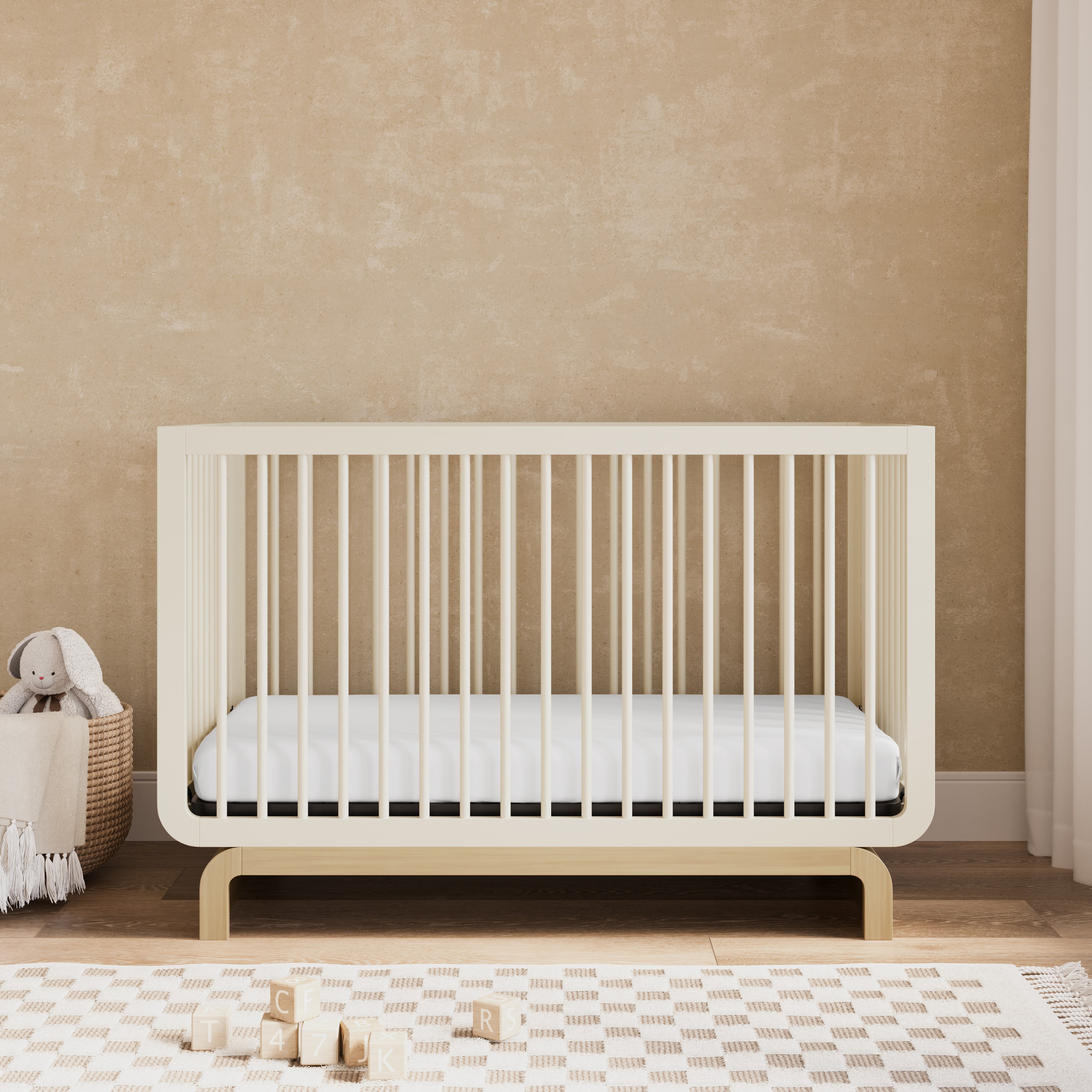Art of Nursery by Storkcraft Santorini 5-in-1 Convertible Baby Crib, Frosted Oat with Driftwood