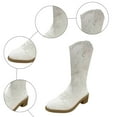 thumbnail image 5 of UngA Cowboy Boots for Women Mid Calf Cowgirl Boots Embroidery Stitched Western Boots White,Size 8, 5 of 7