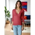 thumbnail image 4 of Blusa Mujer Manga 3 Cuartos Cuello V Comodidad y Estilo, 4 of 5