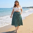 thumbnail image 3 of Agnes Orinda Women's Plus Size Skirts Pleated High Waist Midi Floral Print Skirt with Pockets 2X Dark Green, 3 of 7