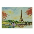 thumbnail image 1 of Travel Cutting Board, Illustration of a Couple Watching the Eiffel Tower in Paris Touristic Spots, Decorative Tempered Glass Cutting and Serving Board, in 3 Sizes, by Ambesonne, 1 of 2