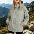 thumbnail image 5 of Vinsonshop Hooded Hiking Jacket for Women Waterproof Windbreaker Lightweight Colorblock Raincoat Outdoor Athletic Activewear Zip Up Gorpcore Utility Streetwear Green XL, 5 of 5