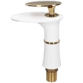 thumbnail image 2 of G1/2 grifo de baño lavabo grifo de lavabo de baño cascada grifo de un solo orificio para casa edificio de oficinas estilo corto blanco y dorado con mango dorado, 2 of 8