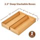 thumbnail image 2 of Umilife Cajas Organizadoras de Cajones de Cocina de Bambú con Pies de Silicona Antideslizantes 2 Contenedores de Almacenamiento Apilables para Utensilios de Cocina, Cubiertos, Cajón de Escritorio y So, 2 of 5