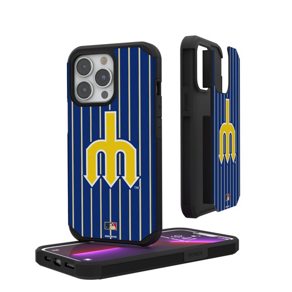 Seattle Mariners Cap Logo iPhone Pinstripe Cooperstown Design Rugged Case