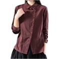 thumbnail image 1 of Yuyuzo Plus Size Shirts for Women Cotton Linen Button down Blouses Long Sleeve Collared Loose Tees, 1 of 3