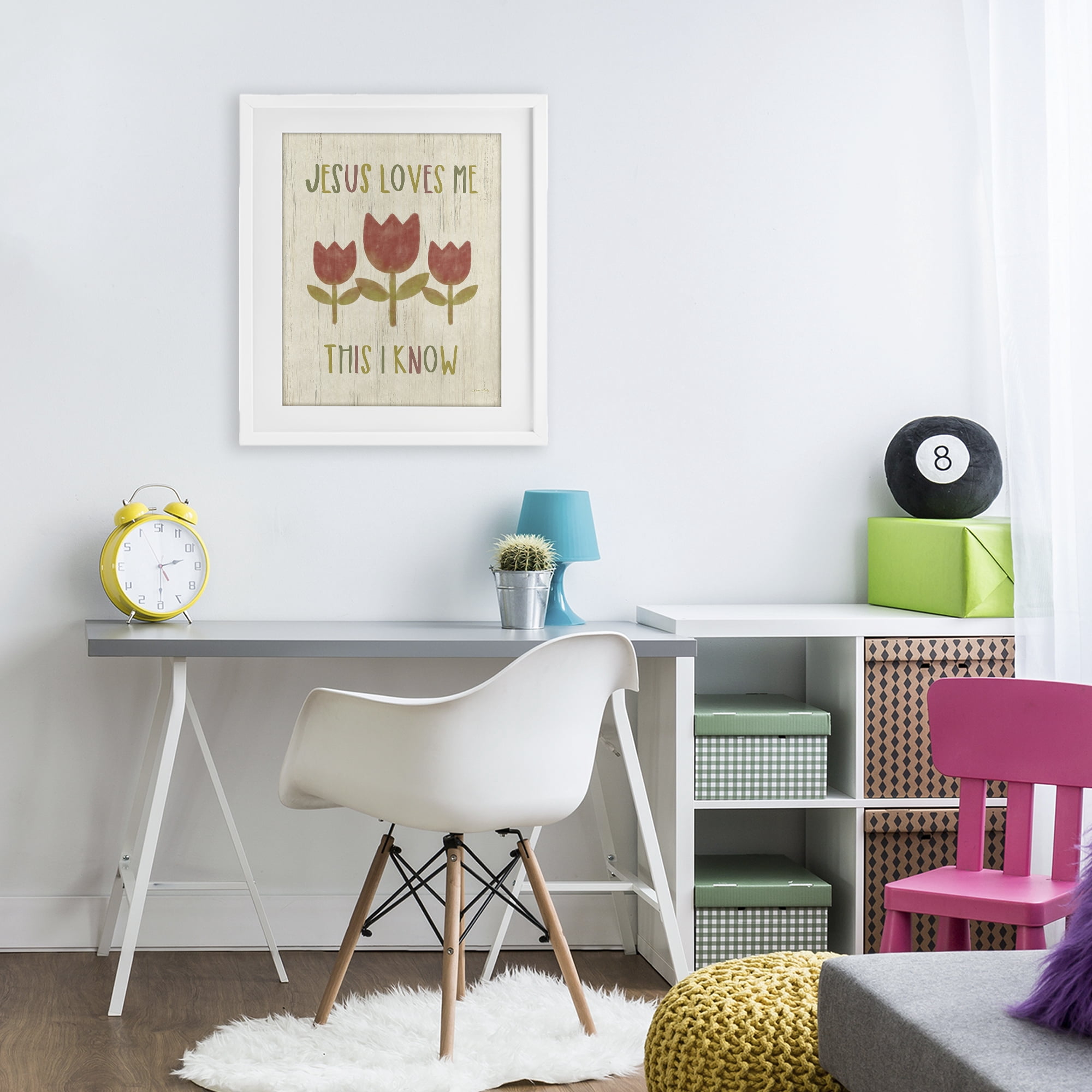 Stupell Industries Jesus Loves Me This I Know White Framed Print Under Glass, design by Annie LaPoint
