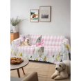 thumbnail image 6 of Blue Easter Bunny Couch Cover, Spring Daisy Modern Pink Buffalo Plaid Oversized Sofa Cover Blanket for 3 Cushion Couch, Sectional Sofa Slipcover Furniture Protector for Living Room Bedroom 71''x150'', 6 of 9