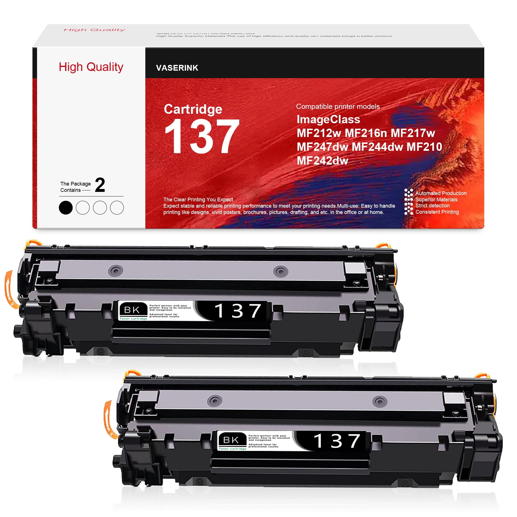 2 Pack C137 CRG137 CRG 137 Toner Cartridge Replacement for Canon 137