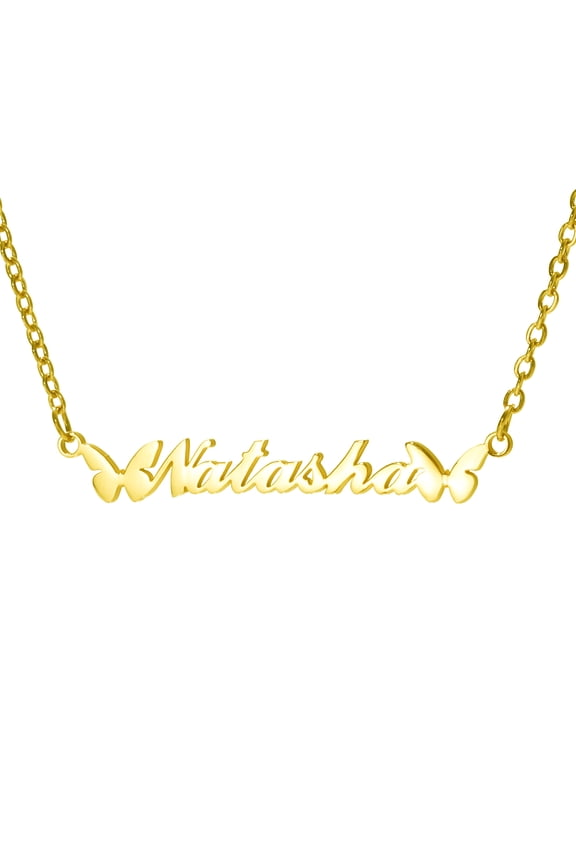 Name Custom Necklace Personalized Stainless Steel English Lettering Cut Name Necklace Stainless Steel Fashion Aesthetic Butterfly Pendant