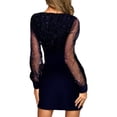 thumbnail image 3 of Gvmfive Women Party Cocktail Dress Sexy Sheer Sleeve Glitter Evening Dress, 3 of 4