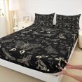 thumbnail image 4 of Castle Fairy Vintage Gothic Animal Skeleton King Sheets 4pcs,Rabbit Deer Unicorn Moth Bedding,Cream Black,1 Fitted Sheet,1 Flat Sheet and 2 Pillowcases, 4 of 6