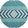 thumbnail image 4 of HomeRoots 676443 8 ft. Teal Navy Blue & Ivory Southwestern Washable Round Area Rug with UV Protection, 4 of 9