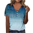 thumbnail image 2 of Fiudx Camisas de Mujer Camiseta de Manga Corta con Cuello En V y Estampado Informal para Mujer, Jersey con Botones, Camiseta de Manga Cruzada de Verano, 2 of 5