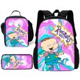 thumbnail image 1 of Juego de 3 piezas de dibujos animados para niños y niñas, mochila escolar con diseño divertido de r-rugrats, con fiambrera, bolsas de lápices, el mejor regalo, 1 of 5