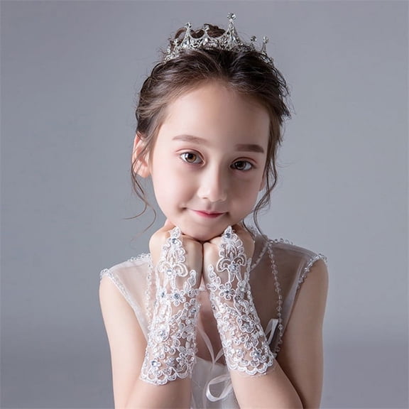 Girls Princess Gloves Girls Dress Glove Lace Diamond Photography CostumeB.hc AL