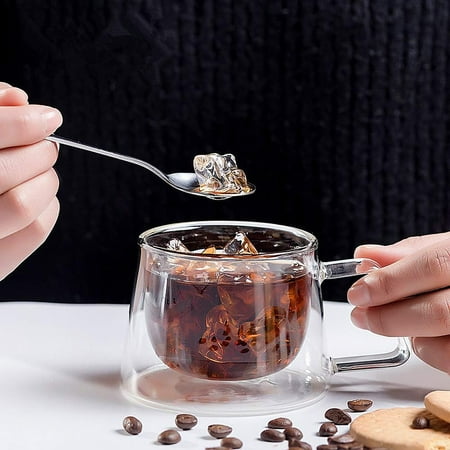 

Beneky Coffee Cup Kitchen Cups Double Wall Glass Coffee Mug with Handle Cup Heat Insulation Clear Coffee Mugs Double Drinkware Tea Milk Latte Cappuccino Juice Beverages Water Iced Tea 4Oz Dishwas