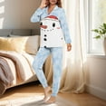 thumbnail image 3 of DISNIMO Lounge Sets for Women Snowman Print Christmas 2 Piece Pj Sets Long Sleeve Pajama Set with Pocket Soft V Neck Sleepwear Button Down Loungewear with Long Pants, 3 of 7