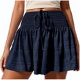 thumbnail image 3 of Shorts for Women 2026 Summer Elastic High Waist Drawstring Smocked Wide Leg Flowy Casual Beach Shorts, 3 of 8
