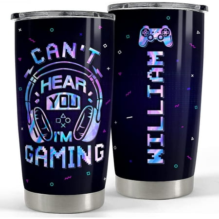 

Personalized Gamer Tumbler Can t Hear You I m Gaming 20oz Tumbler with Lid Gift for Boys Men Game Lover on Birthday