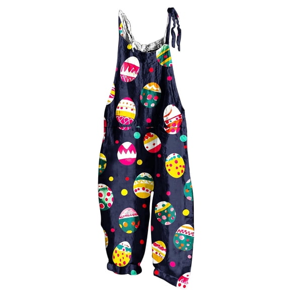 Jamicy Wide Leg Jumpsuits for Women 2026 Cute Print Casual Sleeveless Comfy Loose Overalls Long Playsuits Rompers Jumpsuit