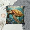 thumbnail image 2 of COMIO  Sea Turtle Ocean Life Throw Pillow Covers Pillow Cushion Cases Square Pillowcases for Sofa Bedroom Living Room Car, 2 of 5