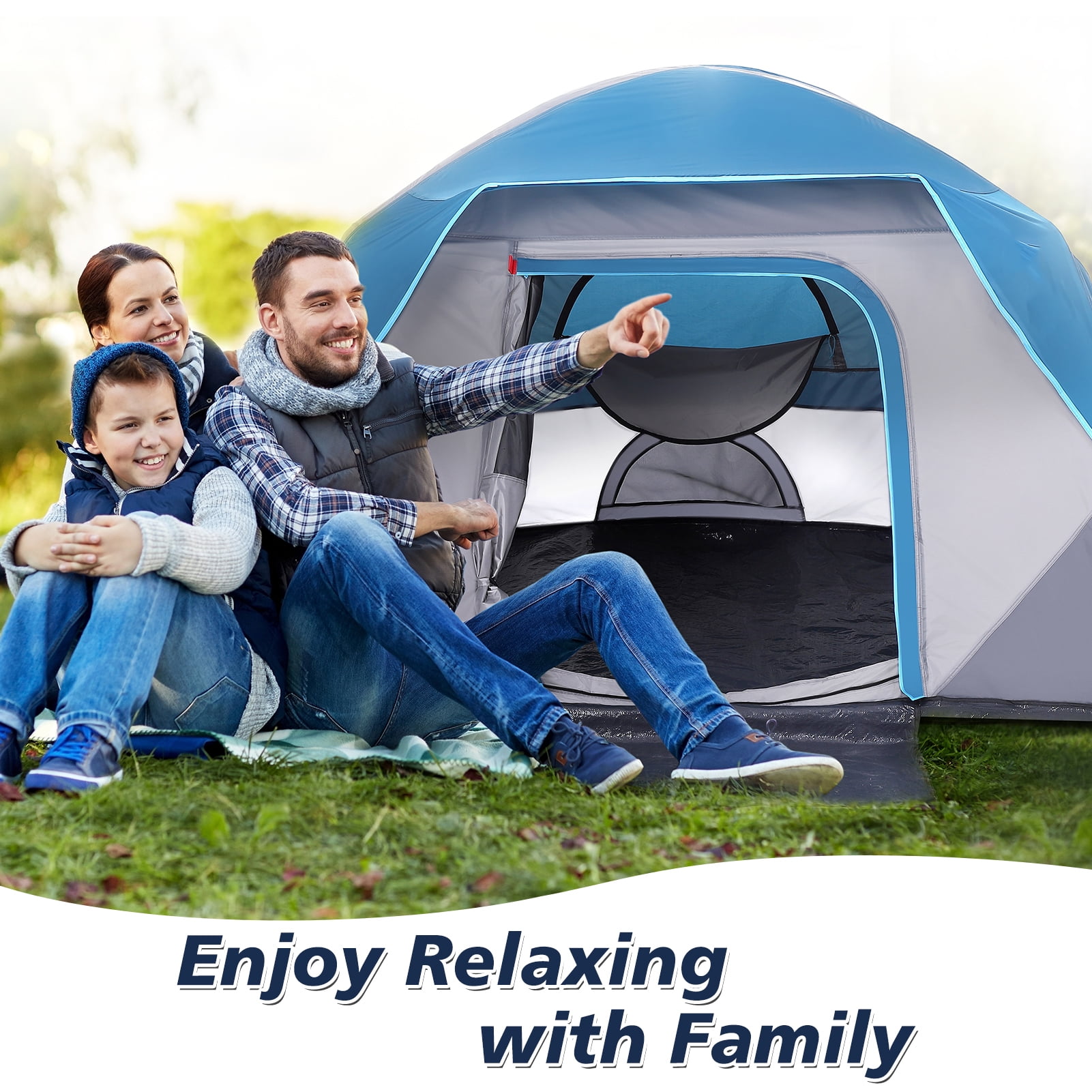 Shininglove Camping Tent 4-6 Person, Family Dome Tents with Top Rainfly, Outdoor Tent