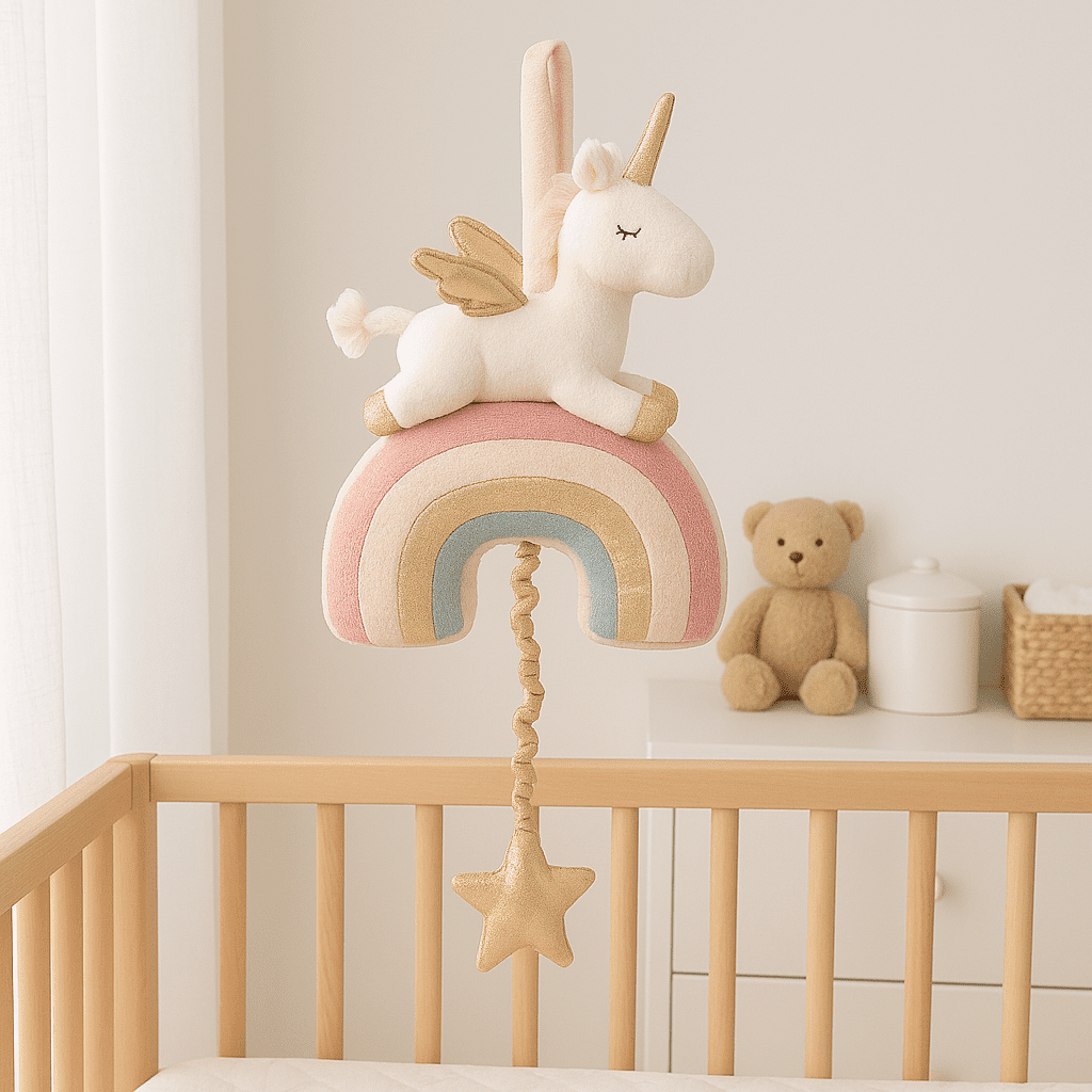Plush Rainbow Unicorn Music Mobile