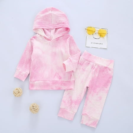 

Whlbf Toddler Girls Tie Dye Clothes Outfits Baby Girl Hoodies and Pants Outfits Sets Newborn Baby Boys Girls Long Sleeve Tie-Dye Hoodie+Pants Outfits Clothes