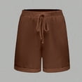 thumbnail image 6 of LAJPXKHY Summer Cotton Linen Shorts for Women Knee Length Drawstring Elastic Waist Wide Leg Casual Lightweight Bermuda Shorts with Pockets, 6 of 7