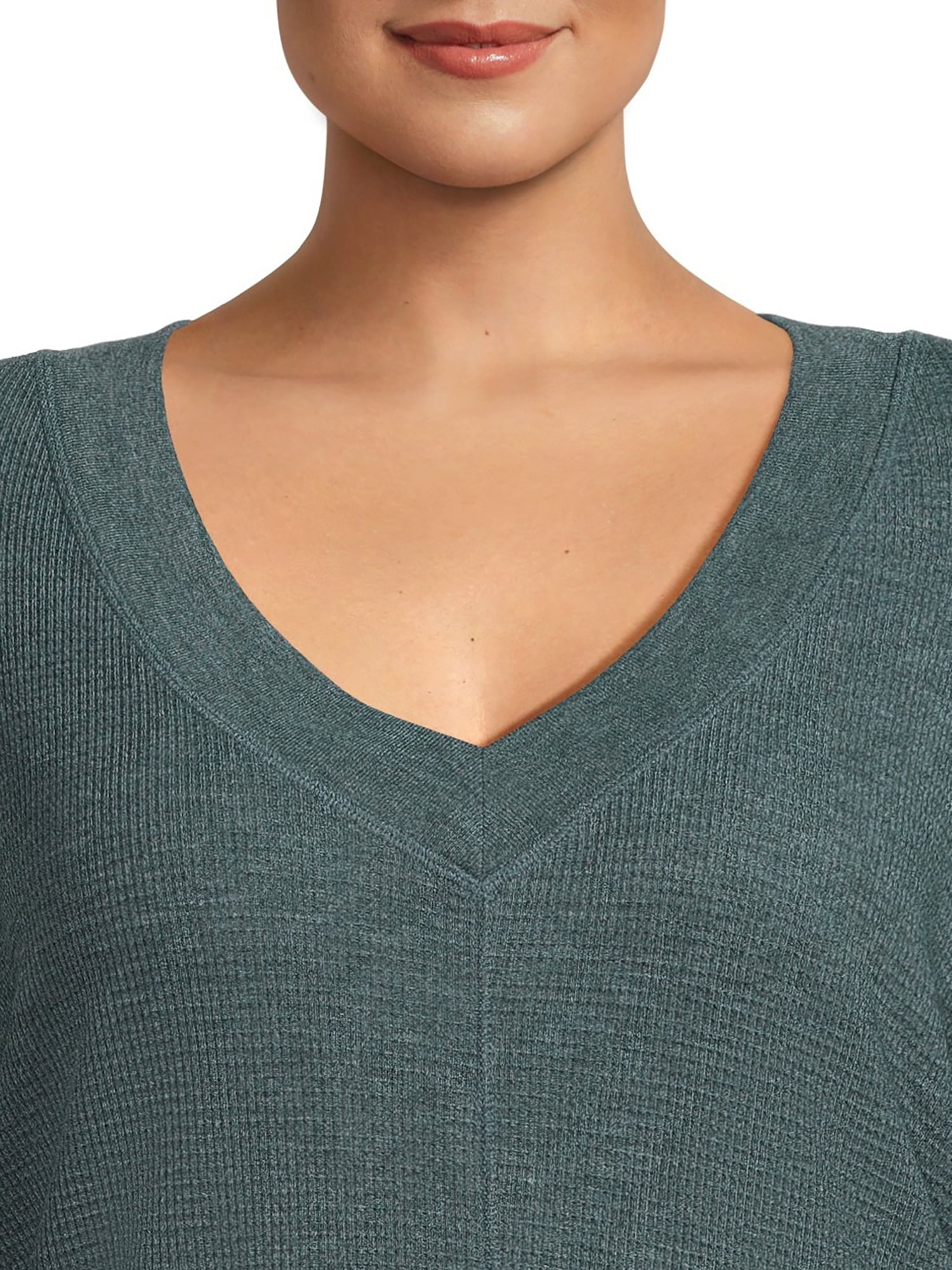Terra & Sky Women’s Plus Size Waffle V-Neck Tee, 2-Pack