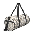 thumbnail image 3 of Xecao Retro Bunny print Round Travel Duffel Bag is a foldable gym bag with an inner pocket, perfect for travel sports, 3 of 8