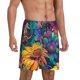 thumbnail image 2 of Balery Psychedelic Sunflowers Pantalones cortos de pijama de punto de algodón para hombre con cinturilla y bolsillos-XX-Large, 2 of 6