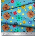 thumbnail image 2 of Soimoi polyester Crepe Fabric Colorful Flowers Clip Art Decor Fabric Printed Yard 52 Inch Wide, 2 of 3